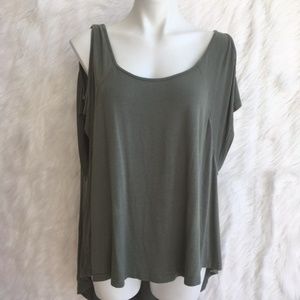Millau Olive green cold shoulder top M